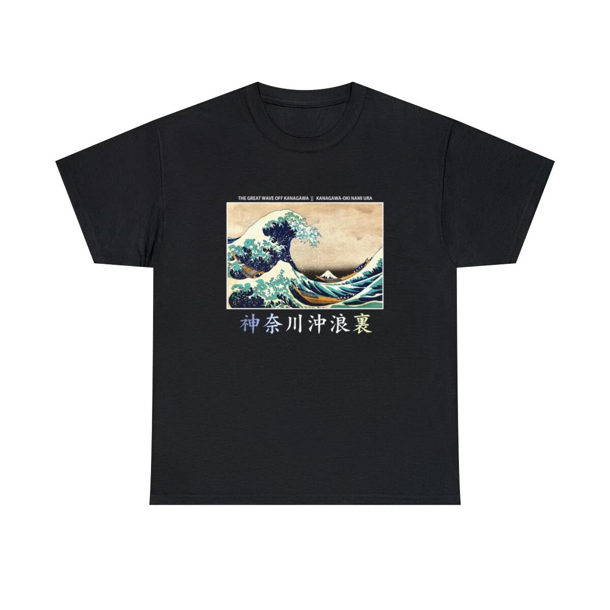 

Aesthetic the Great Wave off Kanagawa Graphic design Japan style T shirt Unisex 4XL
