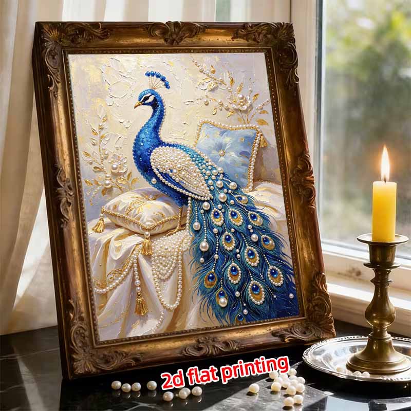Frameless DIY Pearl Bead Painting Kit Elegant Peacock Pattern Creative Relaxing Craft Canvas Home Decor Gift for Adults