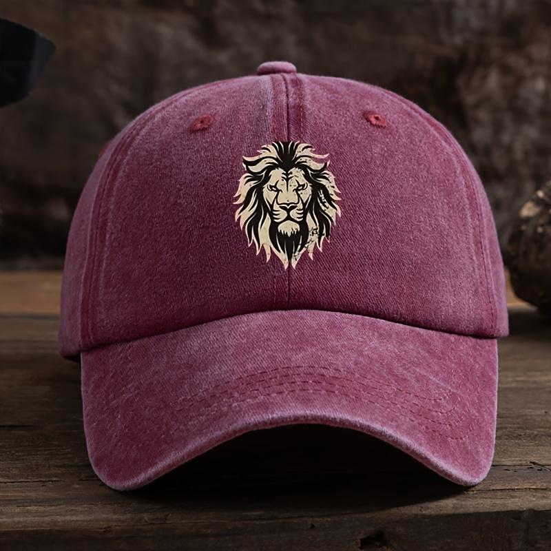 Men Women Lion Head Print Baseball Cap Adjustable Snapback Hat with Lion Face Lightweight Suitable for Outdoor Casual We