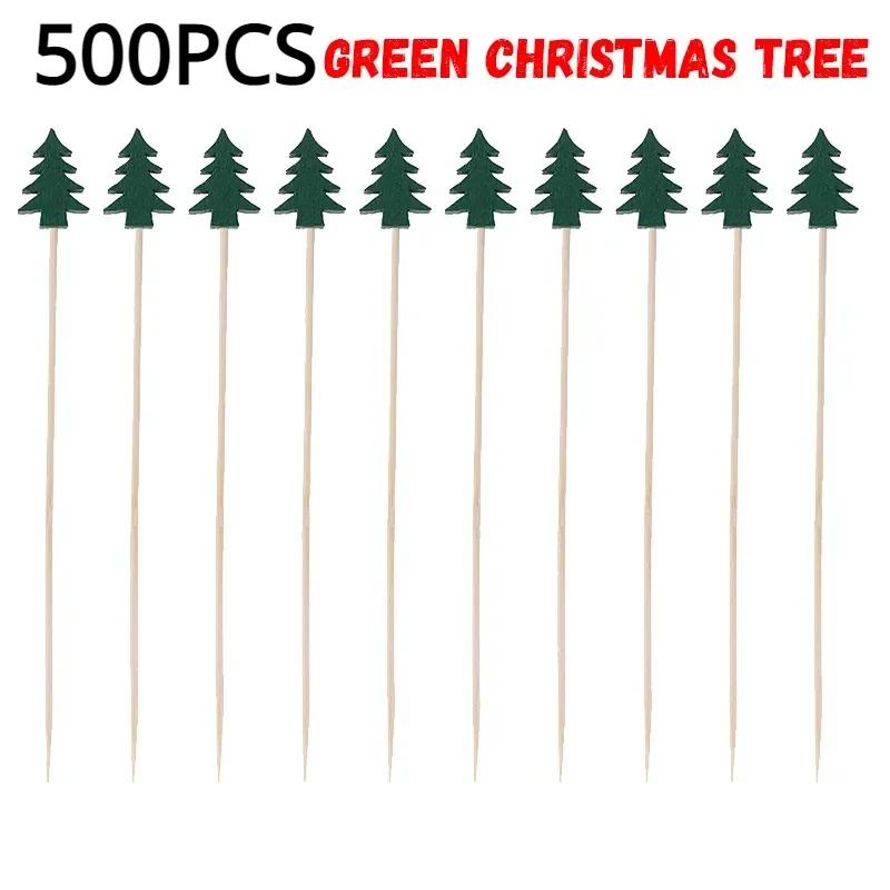 50 Stück/Set Weihnachten Fruchtspieße Einweg Bambusspieße Schneeflocke Weihnachtsbaum Elch Weihnachtsmann Schneemann Spieße Weihnachtsdekoration