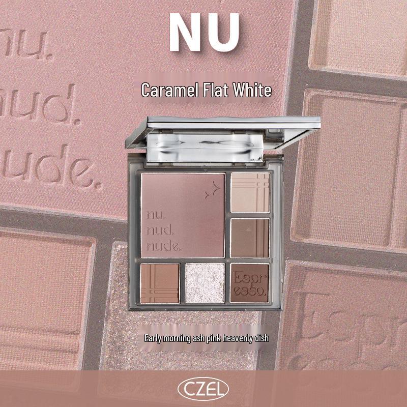 CZEL Earth Tone Eyeshadow & Blush Palette: Gray-Pink Gradient, Matte, Light Makeup All-in-One
