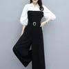Spring and Summer Black Jumpsuit Women's Korean Casual Temperament Wide-leg Jumpsuit Shirt One-piece Suit