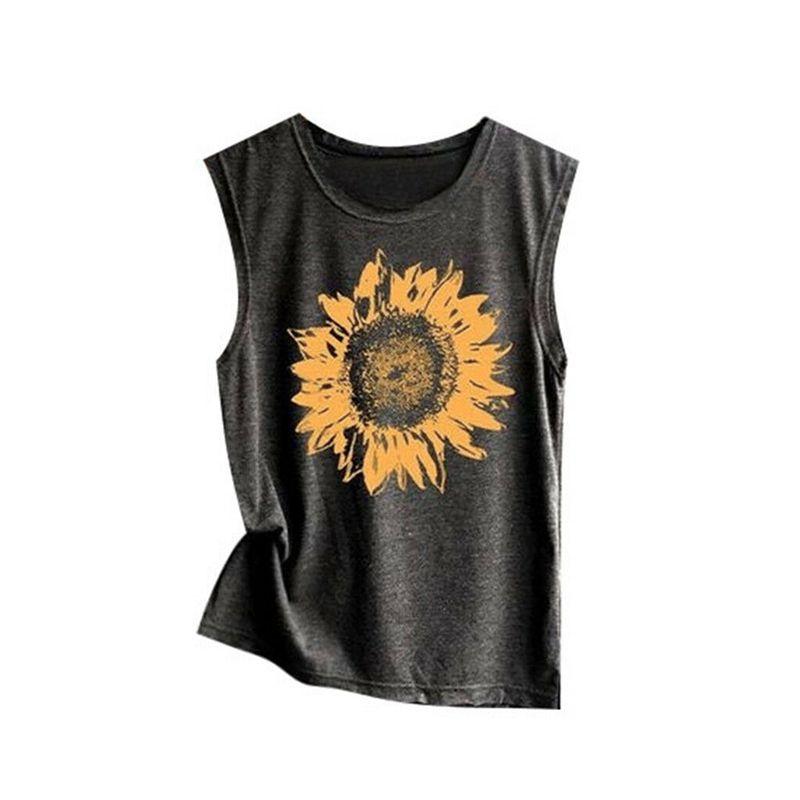 Stylish And Comfortable Women Sleeveless Top With Eye-catching Sunflower Design