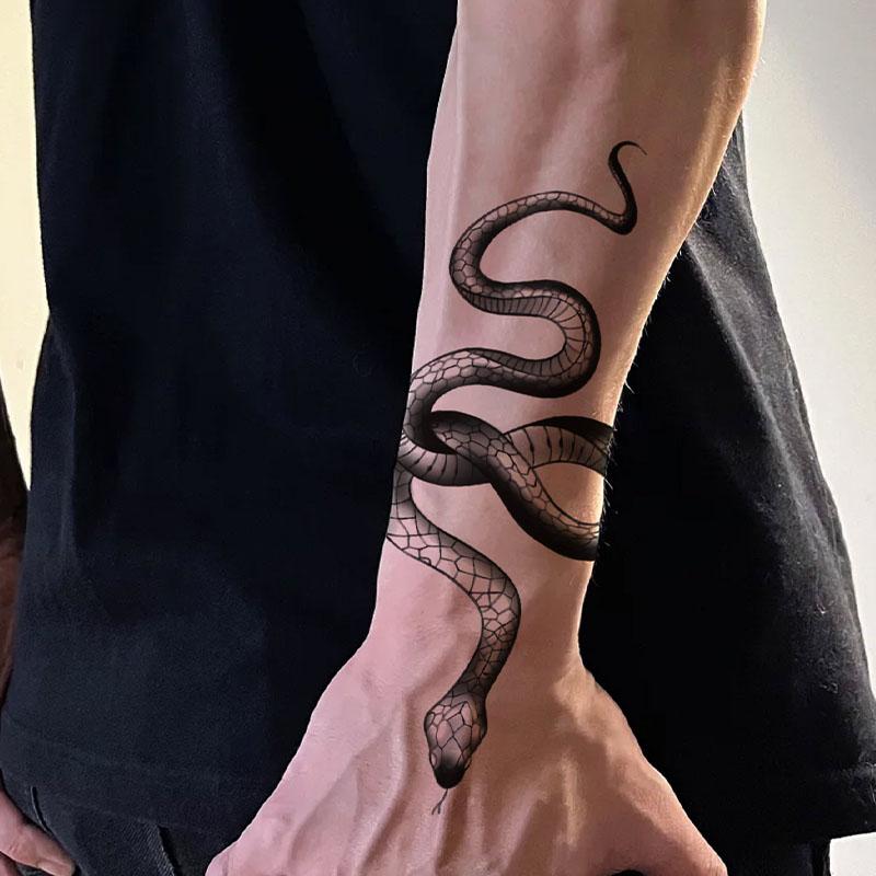 1 Stück Schlange Temporäres Tattoo Aufkleber, Langanhaltend und Wasserdicht, Realistische Fake Tattoos für Männer und Frauen, Für Arm, Bein.