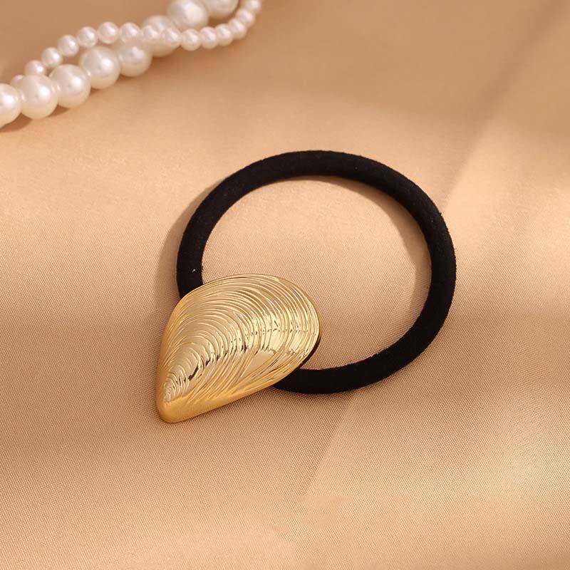 New Metal Geometric Hair Band for Women Simple Gold Color Shell Elastic Hairband Ponytail Holder Hair Rope Hair Accessories