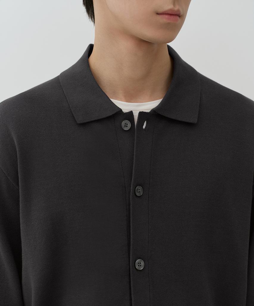 Musinsa Standard Washable Supima Cotton Collared Cardigan [Dark Gray]