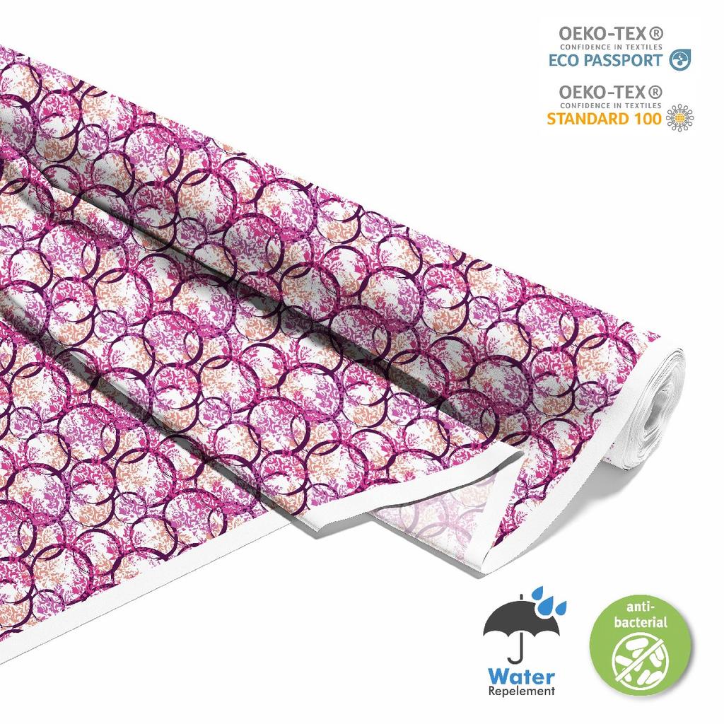 Outdoor Dekostoffe Oxford - Motiv Lila Kreise I Dx343