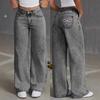 Women Baggy Jeans Bow Embroidered Jean Women High Waist Straight Leg Denim Pants Loose Pant