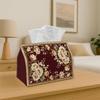 1pc Vintage Floral Pattern Print Tissue Box With- Burgundy Rose Botanical Print Tissue Box Holder, Suitable for Living Room, Bedroom, Coffee Table, An