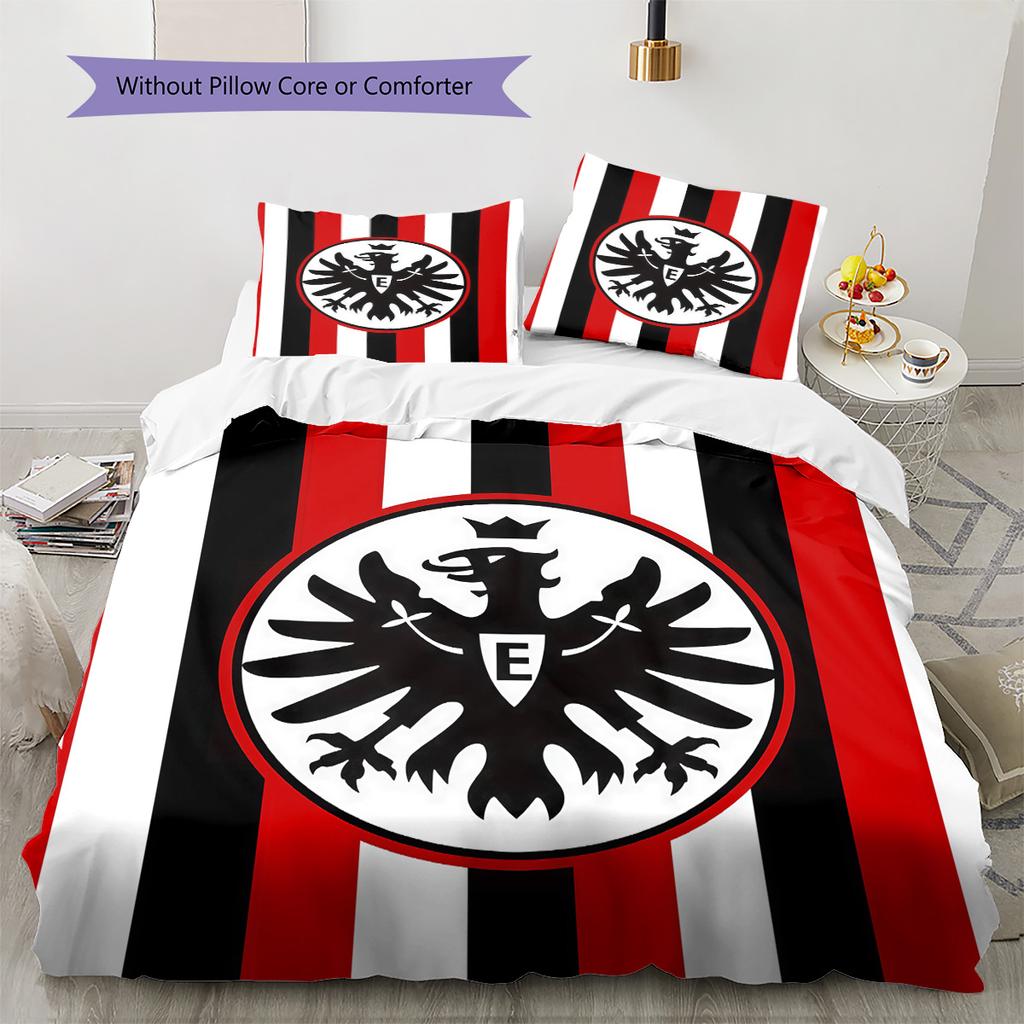 Eintracht Frankfurt Wzór Pościel Kołdra Zestaw Dekoracja Domu Prezent (1 * poszwa na kołdrę + 2 * poszewki na poduszki bez rdzenia)