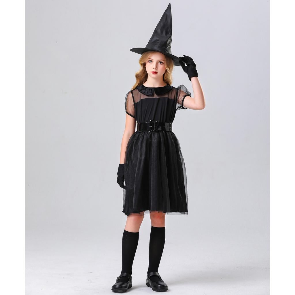 CosplayS-XL Children's Witch Costume, Halloween Girl Magic Witch COS Performance Costume