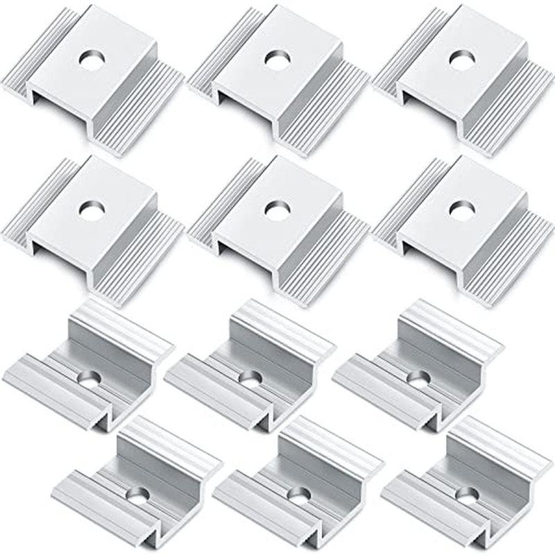 ABKP-For Fixed Solar Clips 12Pcs PV Panel Mid Clamps Photovoltaic Panel Bracket Aluminum Solar Clips For 35-50Mm Framed Panels