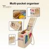 Canvas Yarn Storage Bag Solid Knitting Bag Handle Design Lightweight Portable Large Capacity Tote Organizer with Multi-layer Pockets