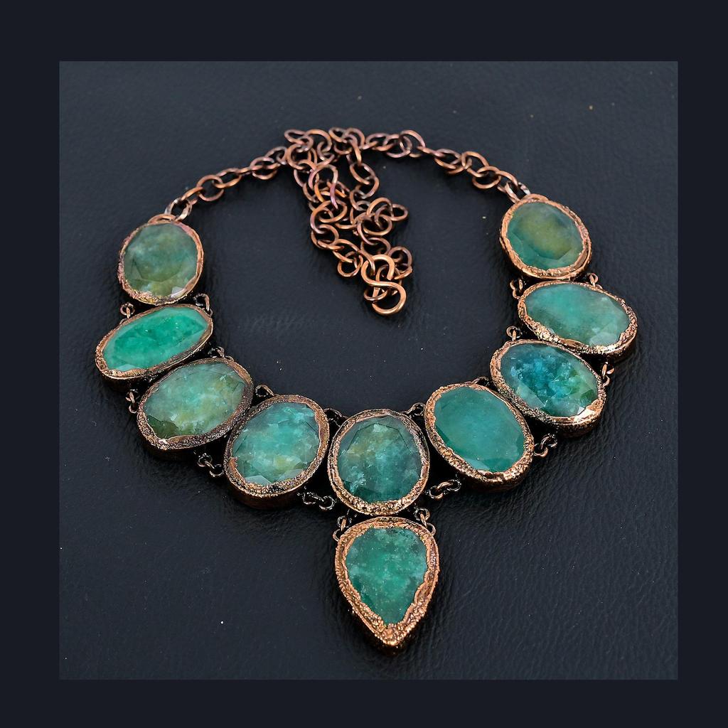 Emerald Necklace, Copper Electroformed Gemstone Jewelry, Handmade Necklace Amazing Jewelry, Gift For Her