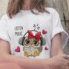 Camisetas de Verano con Estampado de Búho Retro Sueltas Blancas Cuello Redondo Manga Corta para Mujer