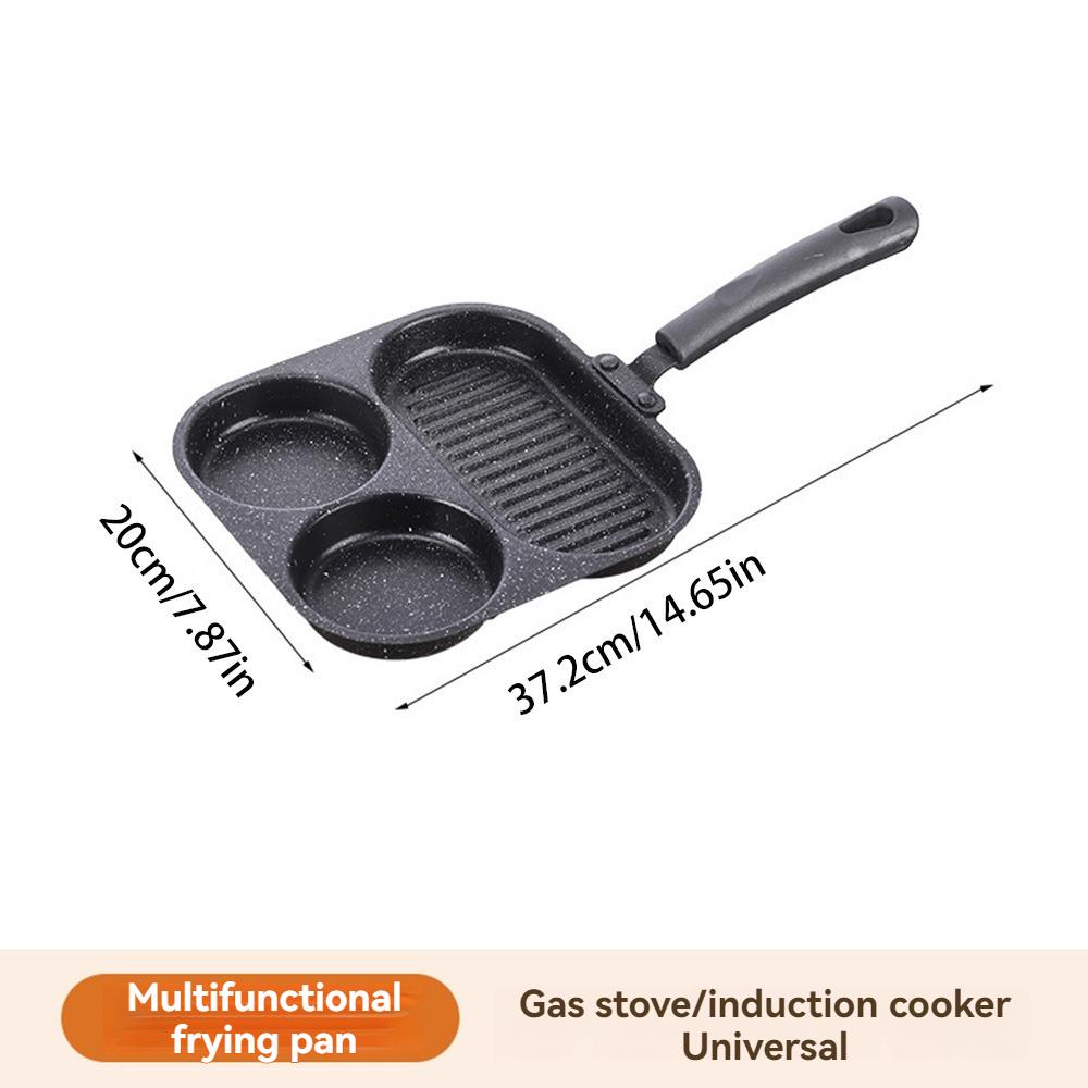 Three In One Breakfast Extra Thick Frying Pan, Home Fried Egg Flat Bottomed Pan, Steak, Egg Burger, Non Stick Pan Artifact