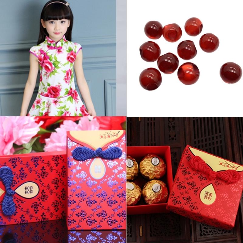 Set of 10 Jade Bead Buttons for Traditional Costume Cheongsam Closure Button Decor Accessories Bead Buttons DIY Supplies