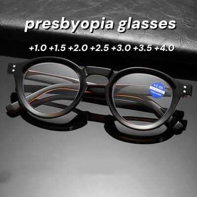 Vintage und elegante High-End-Lesebrille Anti-Blaulicht-Brille Runde Brillenfassung Optische Korrektionsbrille 1 bis +4,0