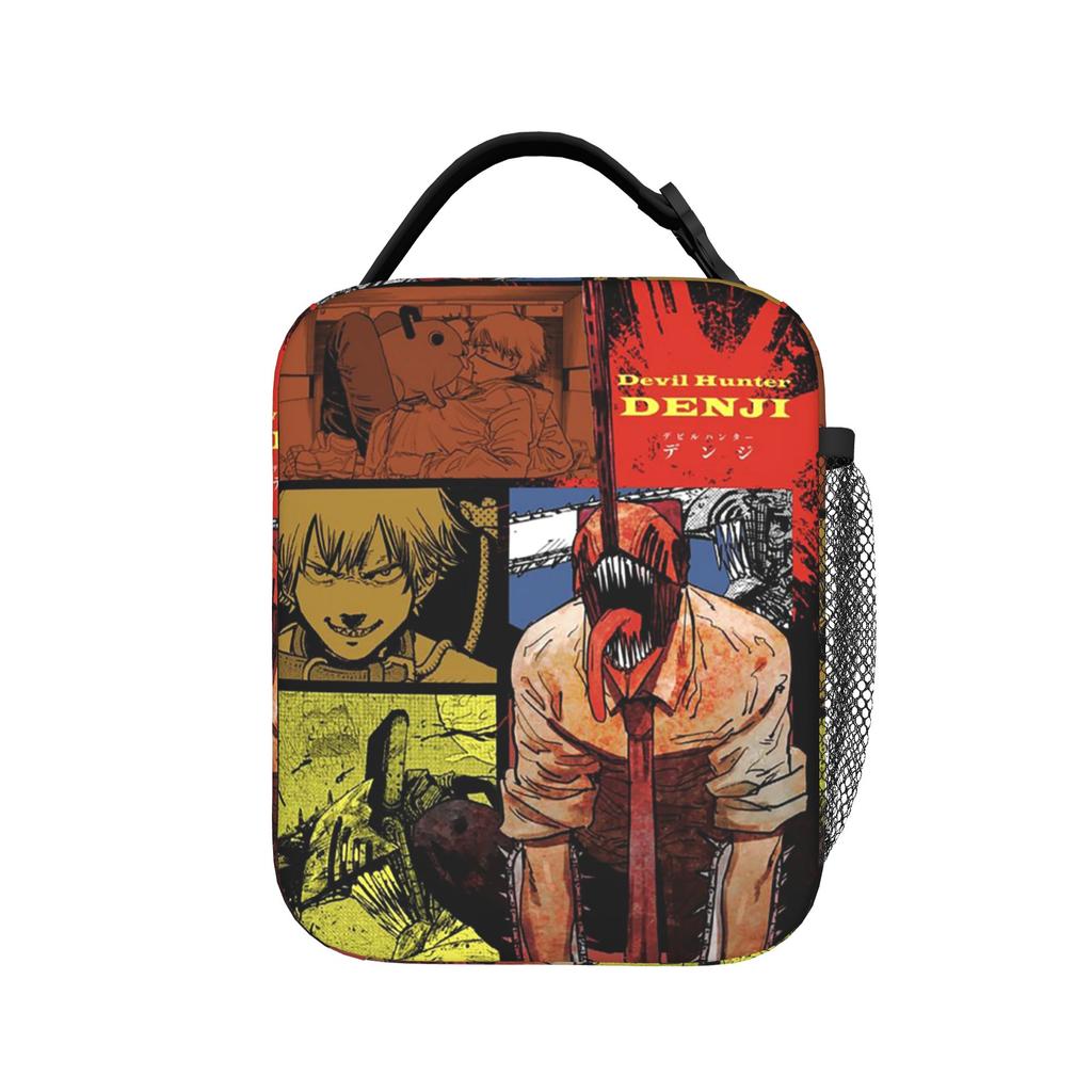 C-Chainsaws Man Anime Insulated Lunch Bag High Capacity Cute Pochita Meal Container Thermal Bag Tote Lunch Box Food Handbags