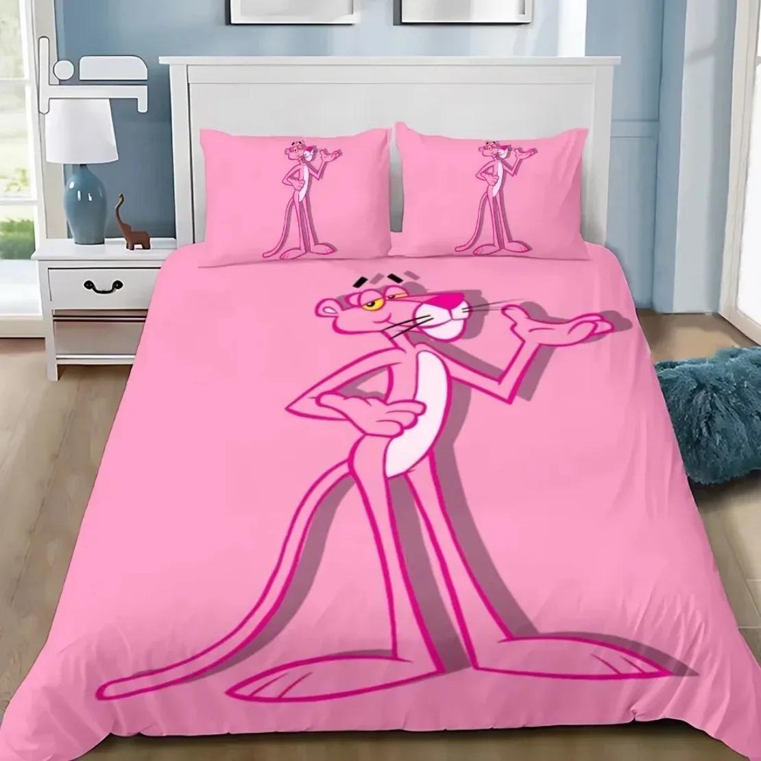 

Мультяшный пододеяльник розовый P-Panthers комплект постельного белья американский стиль леопардовый пододеяльник наволочка взрослый мальчик девочка украшение спальни 135x200cm