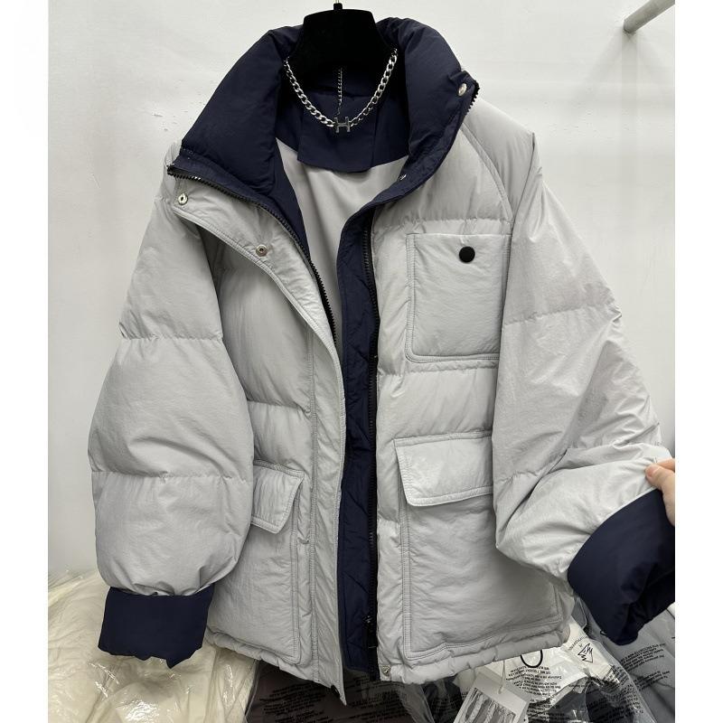 Winter Neu Koreanischer Stil Stehkragen Baumwollmantel Damen Kurz Locker Locker Verdickter Mantel für kleine Leute