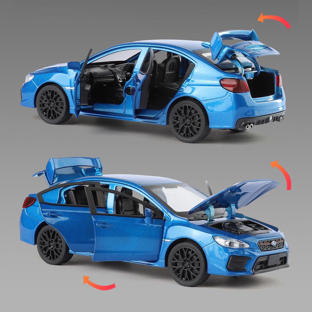 1:30 STI Car Sound and Light Pull Back Toy Car Sound Model Ornament Diecast Alloy Car Model Collectible
