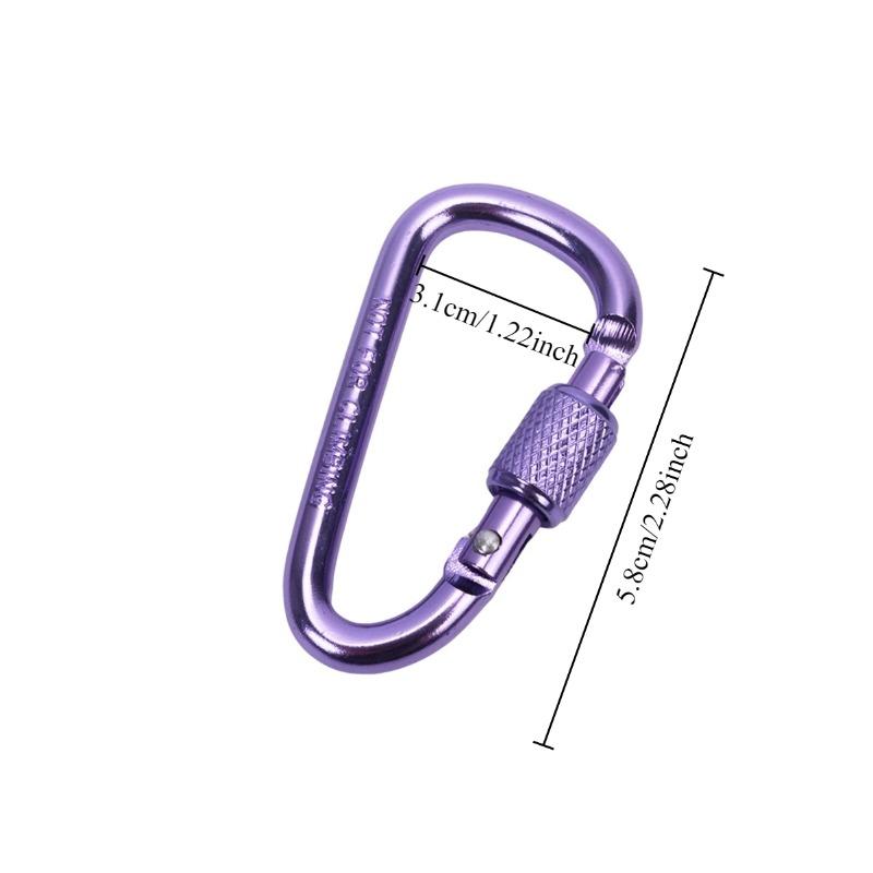 2pcs Outdoor Aluminum Alloy Carabiner Hanging 6th Key Chain Backpack Buckle D-type Wind Rope Buckle with Lock Camping Gear