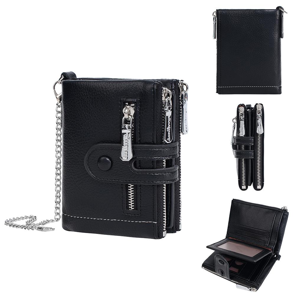 Women's Wallet with Keychain Strap Card Holder Coin Zip Pocket Ins Style Short Bifold Purse