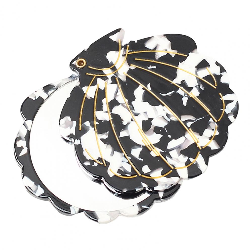 Espejo de Maquillaje de Concha de 7,5 cm Portátil de Viaje Plegable de Ácido Acético Espejo de Tocador Ligero para Mujeres Niñas Espejo Cosmético de Mano