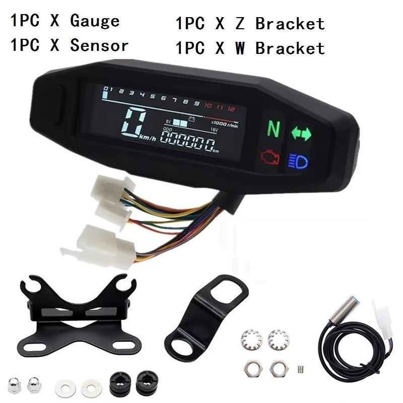 Digital Universal Motorcycle Speedometer Oil Gauge Tachometer Meters Instrument Cluster Turn Signal Light Indicator