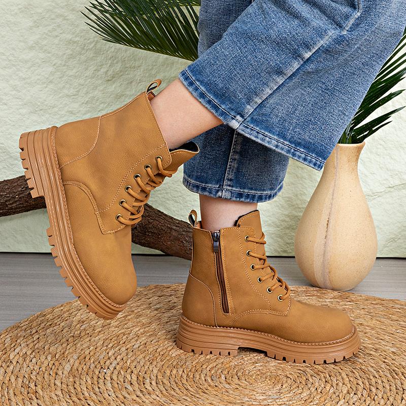 Women's Desert BootsNew Autumn and Winter Yellow Boots British Style High-top Women's Shoes Outdoor Mid-top Work Boots