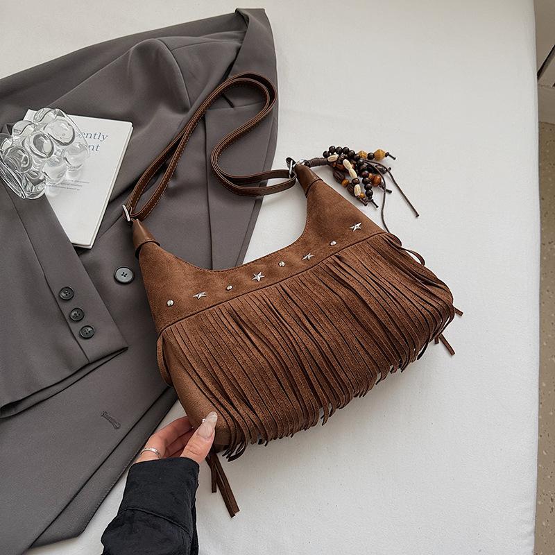 Fashion Trend Retro Fringed Bag Women's Autumn New Casual Shoulder Oblique Underarm Bag