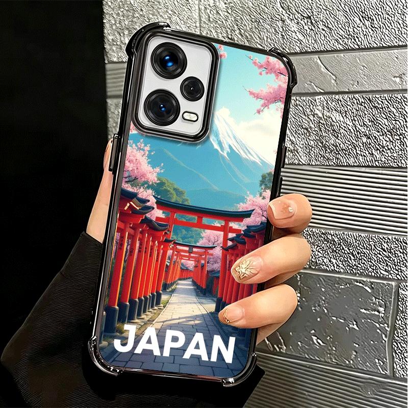 Osaka Tokyo Japan Scenery Plating Phone Case For Xiaomi Redmi Note 14 15 Pro Plus 13 12 11 11S 11T 10 9S 9 5G Anti-Fall Airabag