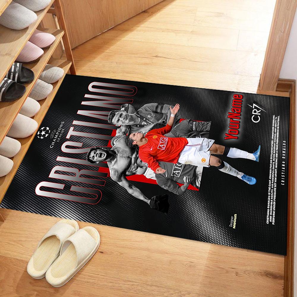 Cristiano Ronaldo 18 Customized Name Floor Mat Perfect for Dormitory Game Room Entryway Outdoor Antislip Carpet Office home decor Wedding Party Gift
