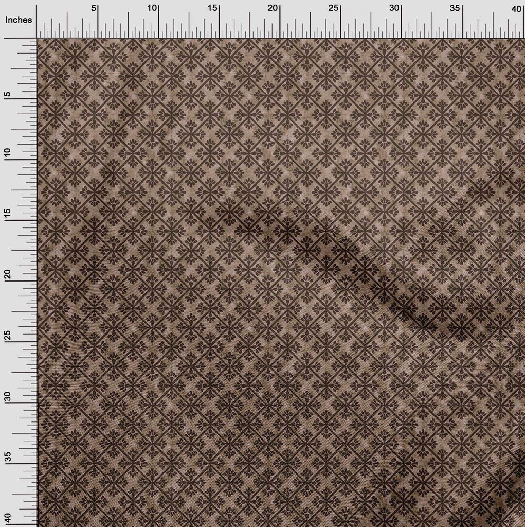 oneOone Cotton Flex Brown Fabric Aian Batik Quilting Supplies Print Sewing Fabric By The Yard 40 Inch