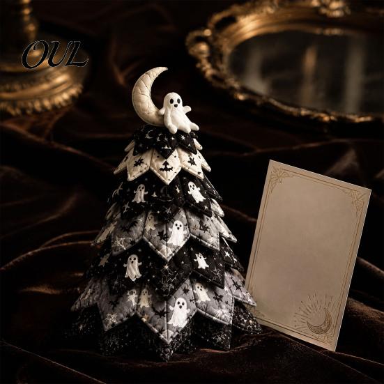 DIY Fabric Tree Supplies Halloween Quilted Kit, Witch Cat Spider Fall Seasonal Decorations 3D Padded Sewing Craft Project for Quilting Beginners,