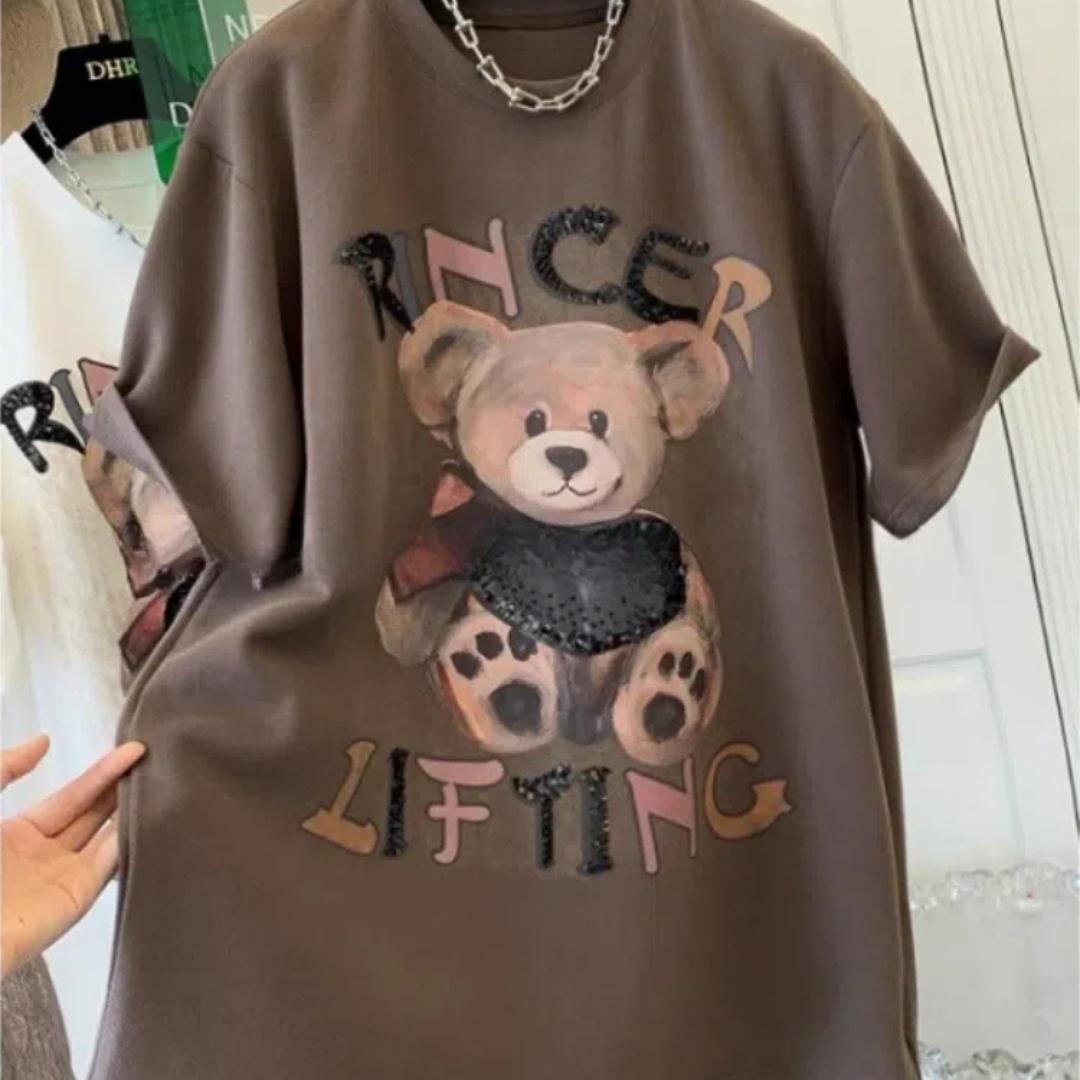 

Женский топ с короткими рукавами и короткими рукавами Bear XL кофейный