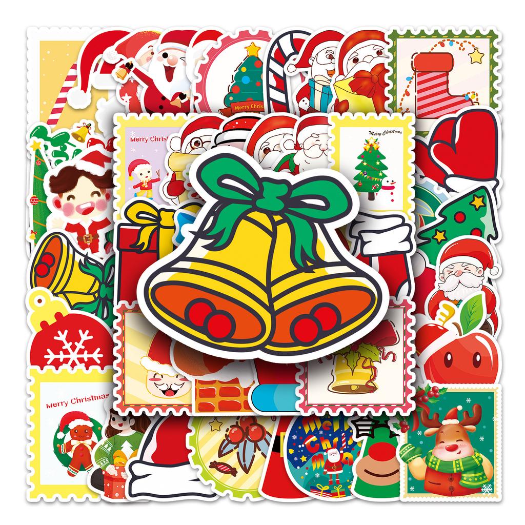 50 Christmas Cartoon Doodle Festival Guka Scooter Laptop Suitcase Decoration Waterproof Stickers