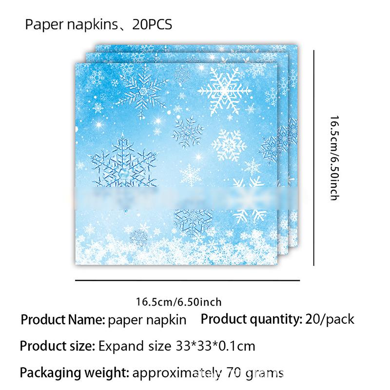 Frozen Birthday Party Supplies Disposable Tableware Winter Snowflake Paper Plates Napkins Cups for Baby Shower Christmas Decor