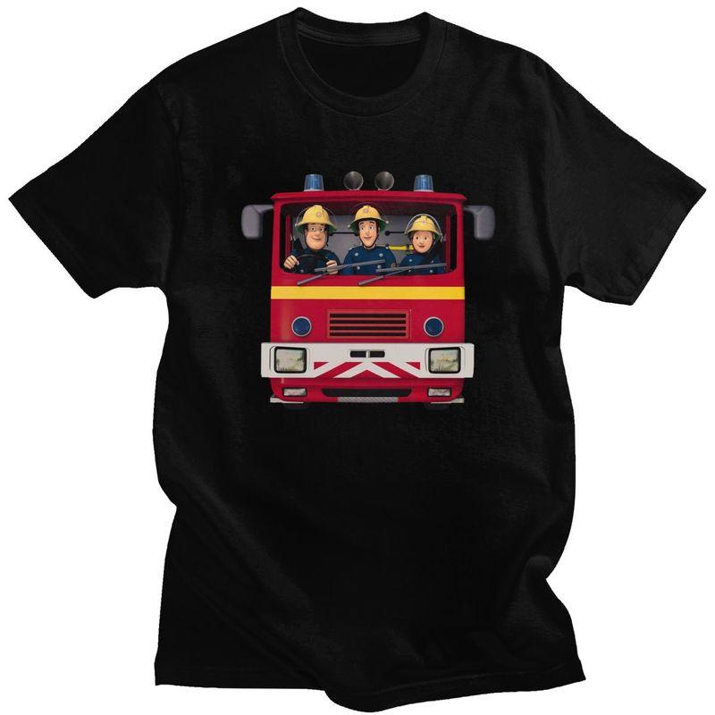 

Custom Fireman Sam T Shirts Men Pure Cotton Tee Tops Tshirts Casual T-shirt - Men s Summer Cotton Graphic Tee S