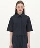 Jun By Jun K Crease Cotton Crop Shirt_Navy