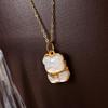 Elegant S925 Sterling Silver Bear Pendant Necklace with White Mother-of-Pearl, Cute and Versatile Design, Light Luxury Clavicle Chain