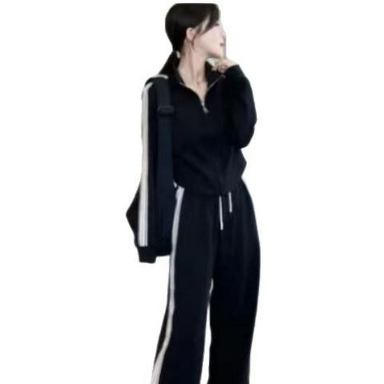 Ensemble de survêtement deux pièces amincissant pour femme automne 2025 chic européen avec col montant