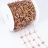 2Meters 1Meter Stainless Steel Pink Stone Chain Natural Irregular Stone Necklace Chain Earring Supplies for Jewelry Making DIY