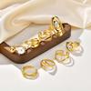 Fashion Stainless Steel Open Ring Minimalist for Women, Unique Adjustable Geometric Stacking Ring Gold Plated Waterproof Jewelry