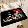 1pc Floral Skull Non-Slip Rug, Machine Washable Floor Mat for Entryway Kitchen Laundry Room Bedroom Bathroom Home Decor