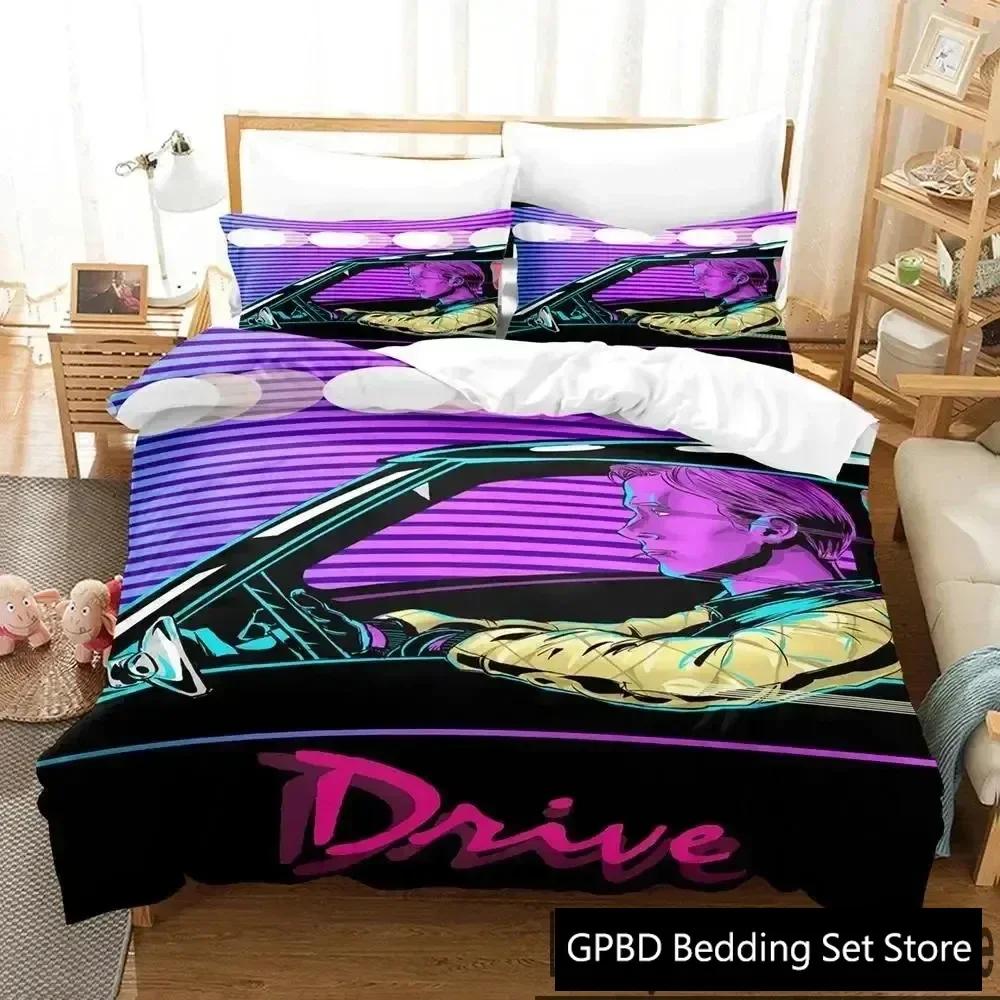 3D Print Drive Ryan Gosling Comfortable Duvet Quilt Cover Pillowcase Bedding Set Children Bedroom Decoration Home Textile