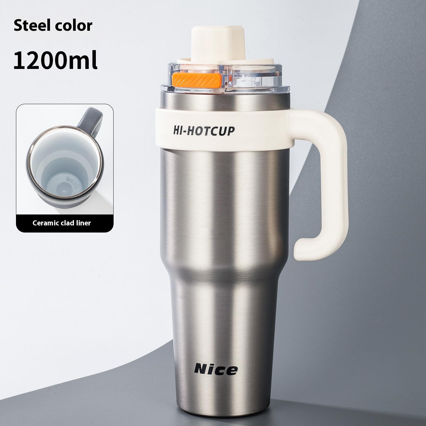 

Summer New StylePortable Ice King Coffee Cup Large Capacity One-click Opening with Straw Car Cup for Heat and Cold Preservation 1200ML