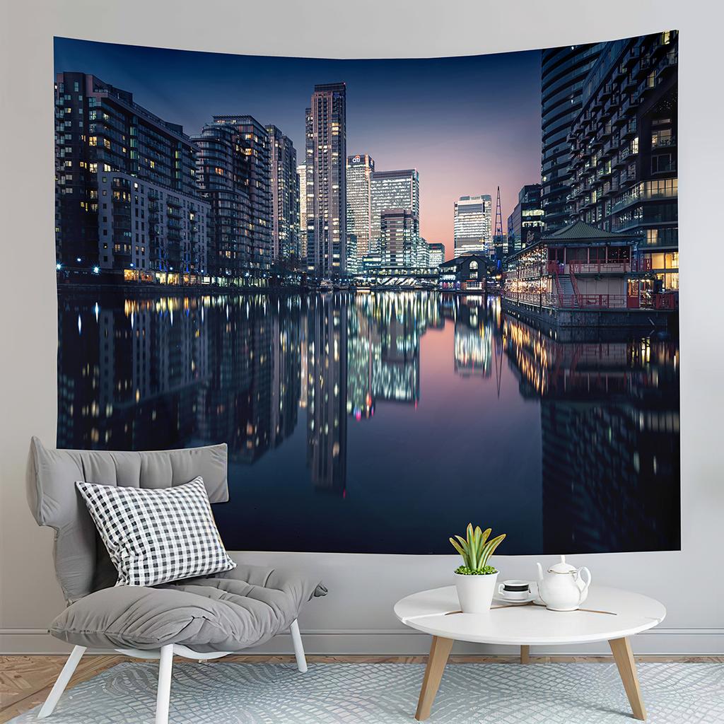 San Francisco Bay Bridge Tapestry City Night View Tapestry Landscape Tapestry Home Living Room Bedroom Wall Art Tapestries