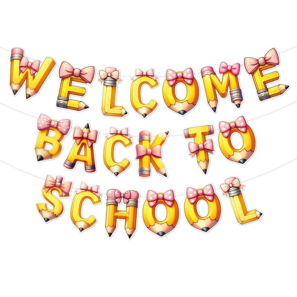 Cartoon School Season Banner Paper Background Hanging Flag  for Birthday Party Decor